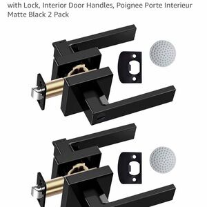 Matte Black Interior Door Handles with Lock - 2 Pack